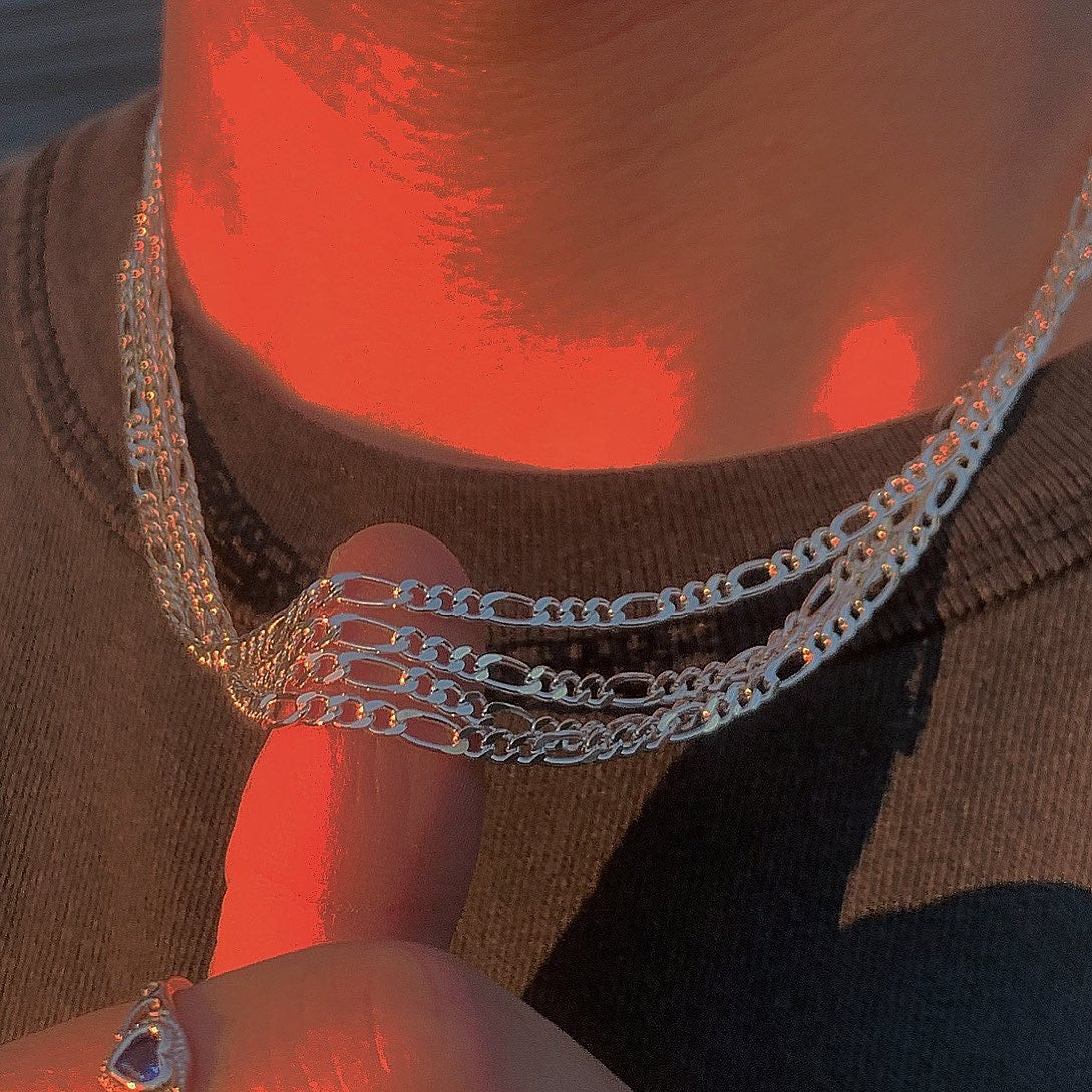 SOLID SILVER FIGARO LINK CHAIN
