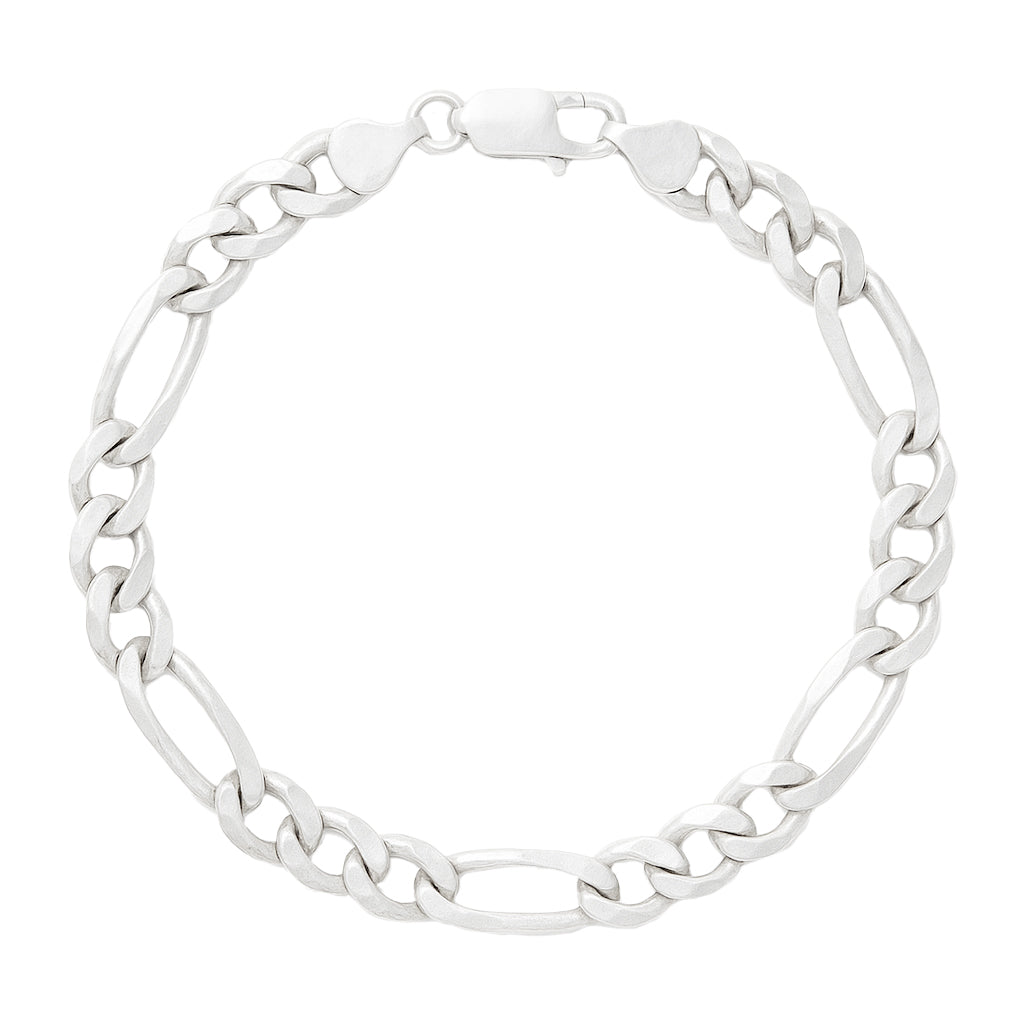 SOLID SILVER FIGARO CHAIN BRACELET