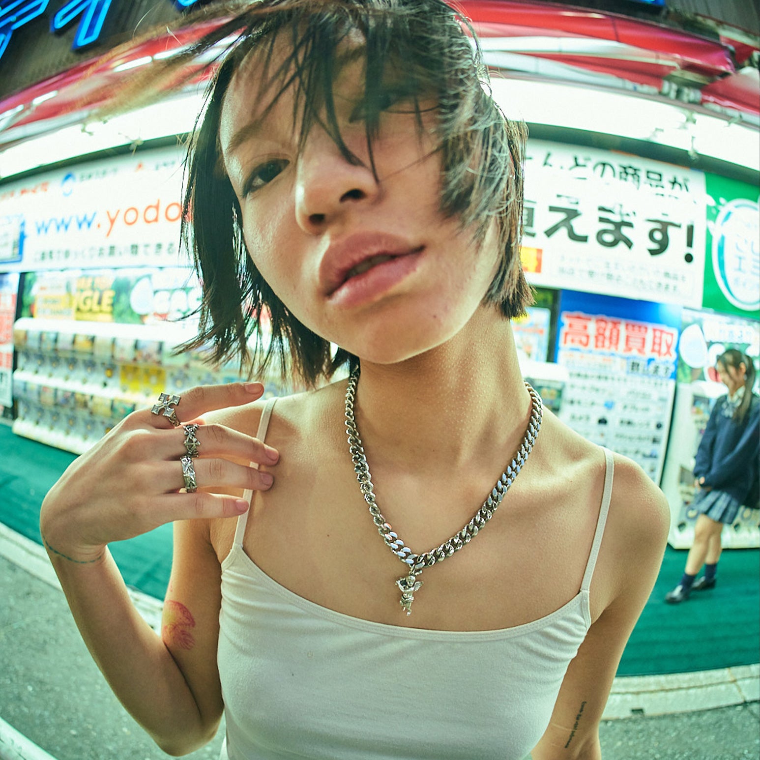 Silver Bad Angel With Chain