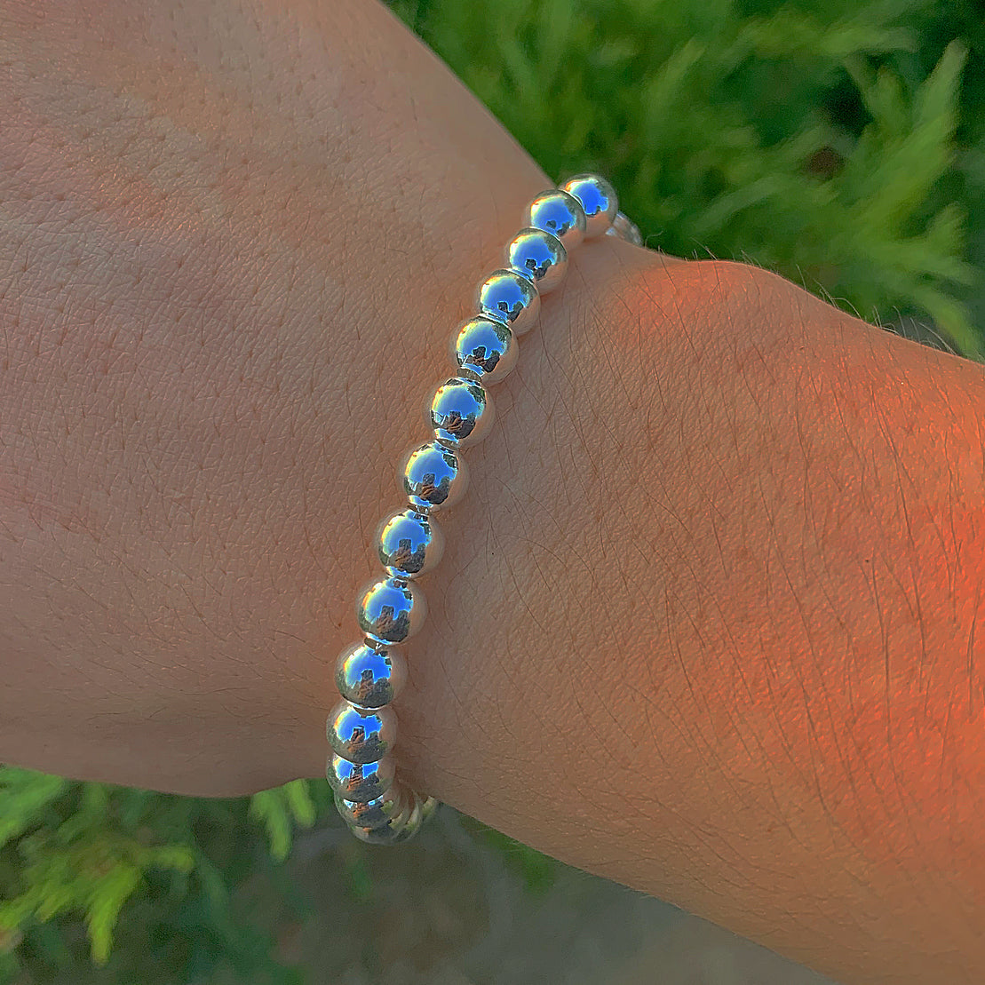 Silver Hollow Beaded Chain