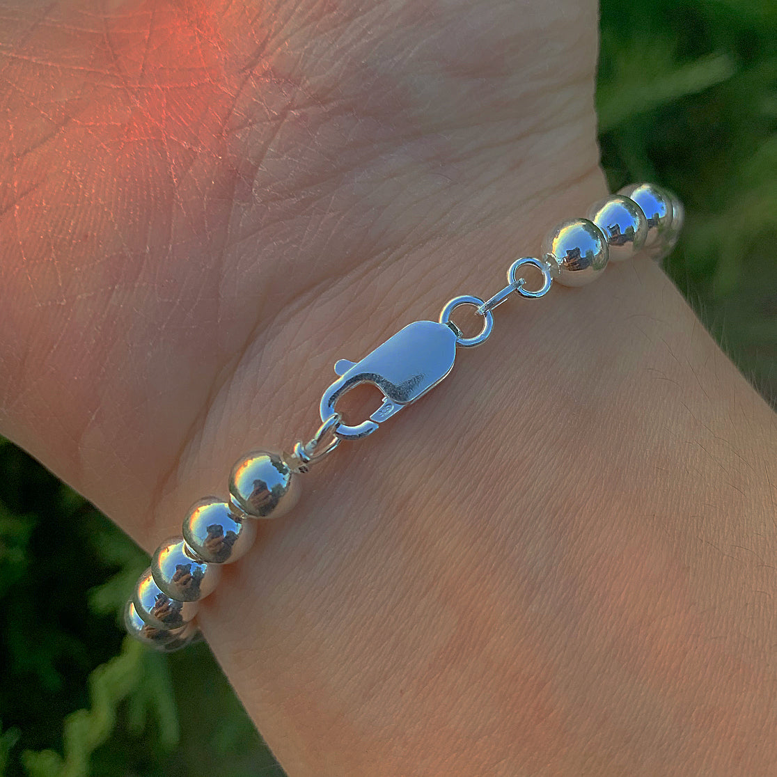 Silver Hollow Beaded Chain