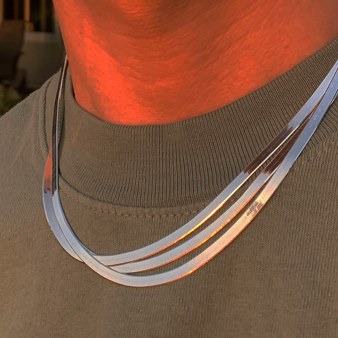 18" Silver Herringbone Necklace