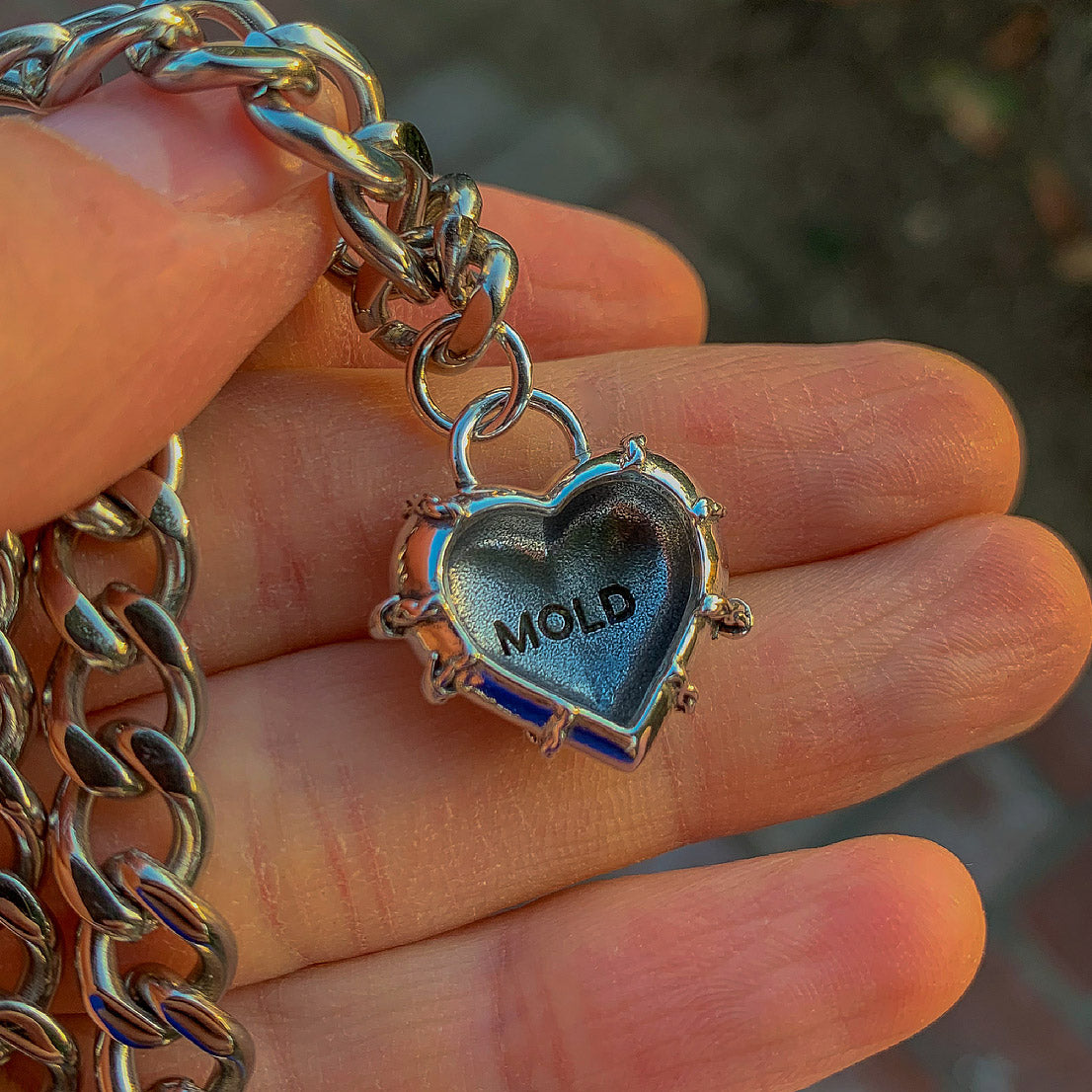 SILVER GUARDED HEART WITH CHAIN