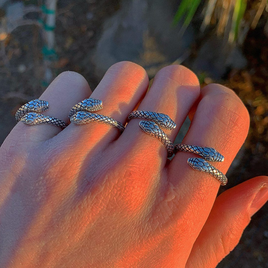 Silver Two Headed Snake Ring