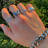Silver Chained Cross Ring