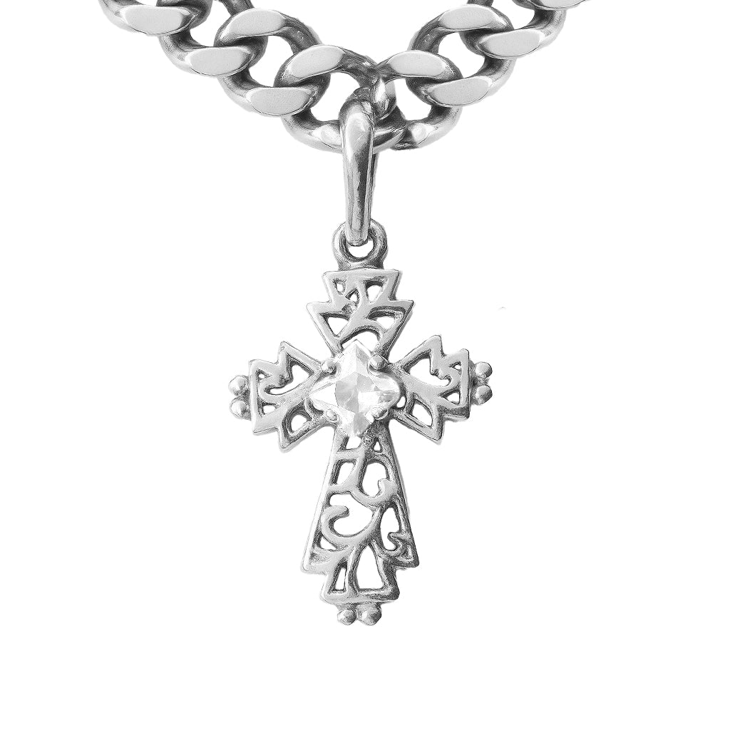 Twisted Ruby White Gem Cross Cuban Chain