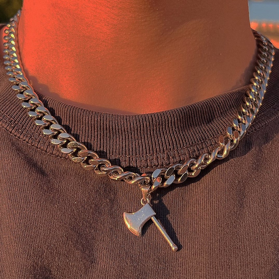 Silver Axe Cuban Chain