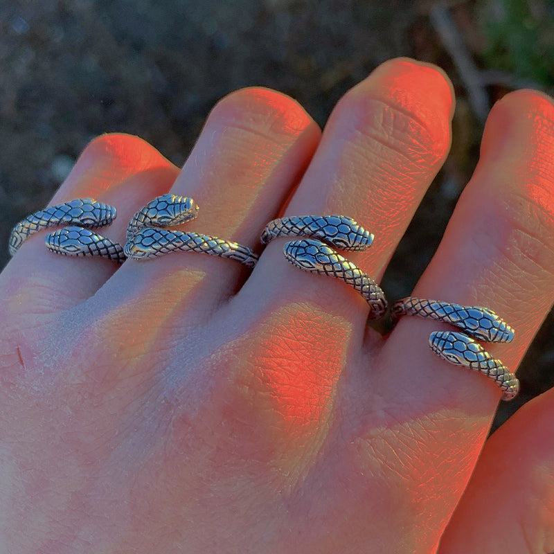 Silver Two Headed Snake Ring