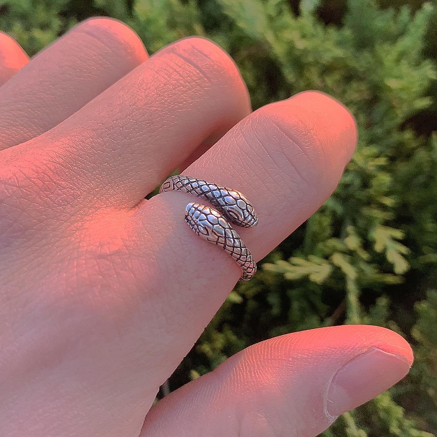 Silver Two Headed Snake Ring