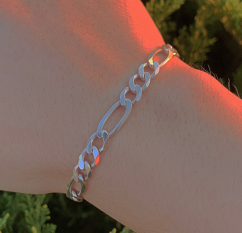 Silver Figaro Chain Bracelet