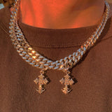 Sterling Silver Chrome Cross Cuban Chain