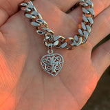 Silver Infinity Cross Heart Cuban Chain