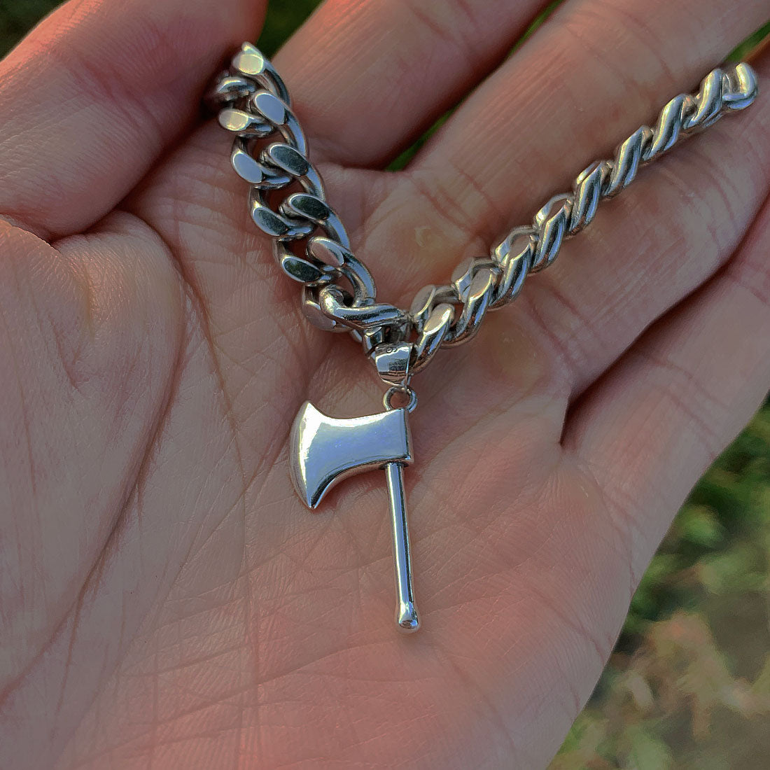 Silver Axe Cuban Chain