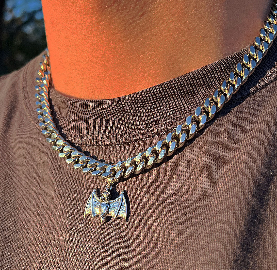 Silver Twisted Bat Link Bad Angel Chain