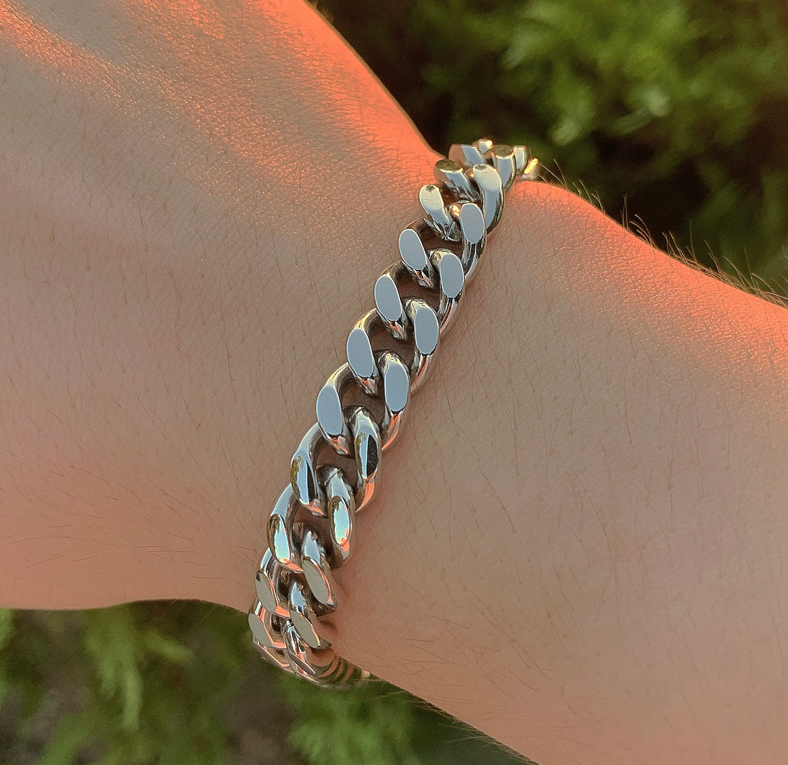 SOLID STEEL CUBAN BRACELET