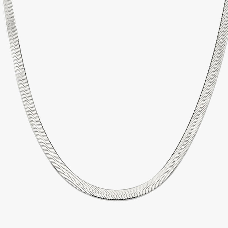 18" Silver Herringbone Necklace