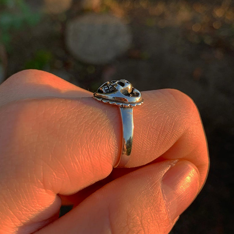 Silver Heart With Skull Ring