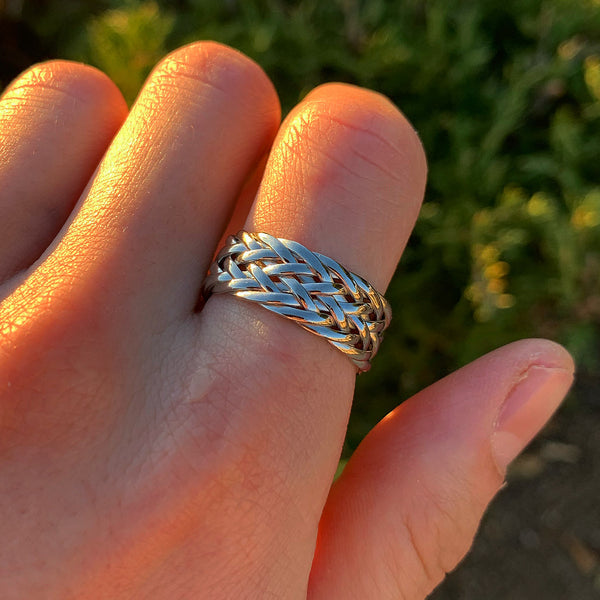 SILVER INFINITY BRAIDED RING