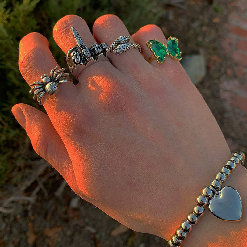 Adjustable Butterfly Infinity Stone Ring