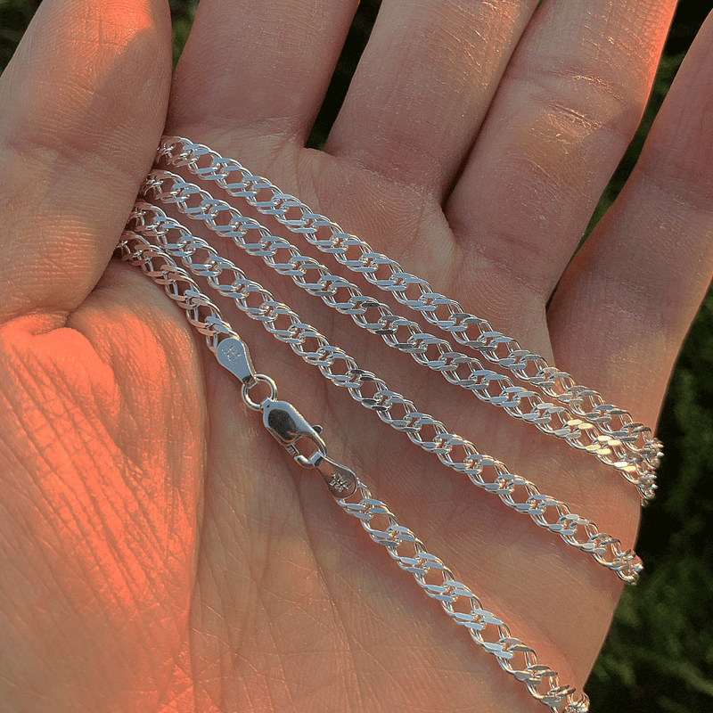 Silver Double Twisted Curb Chain