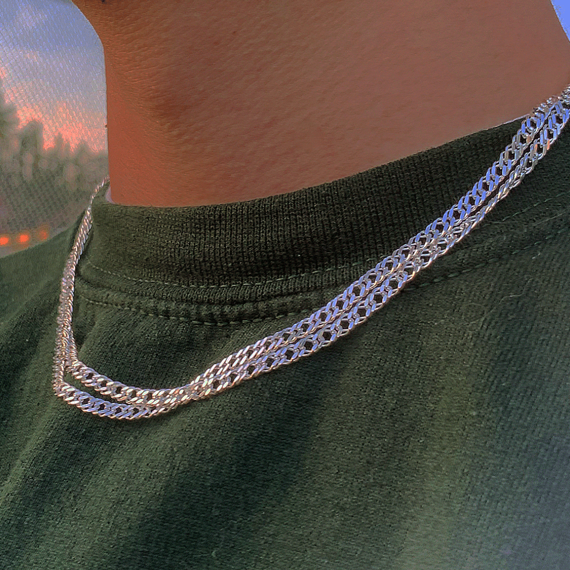 Solid Silver Double Twisted Curb Chain