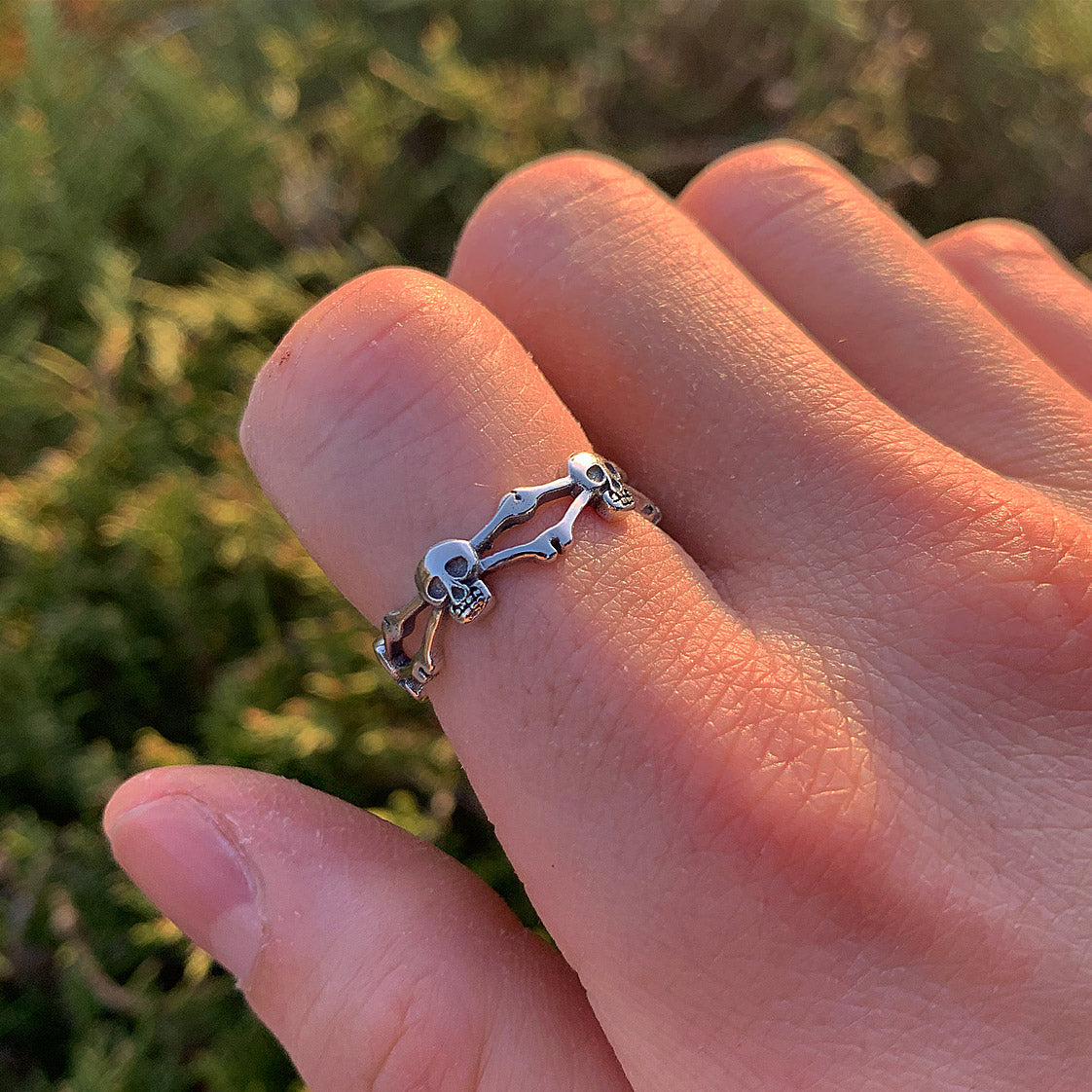 Silver Infinity Skull Ring