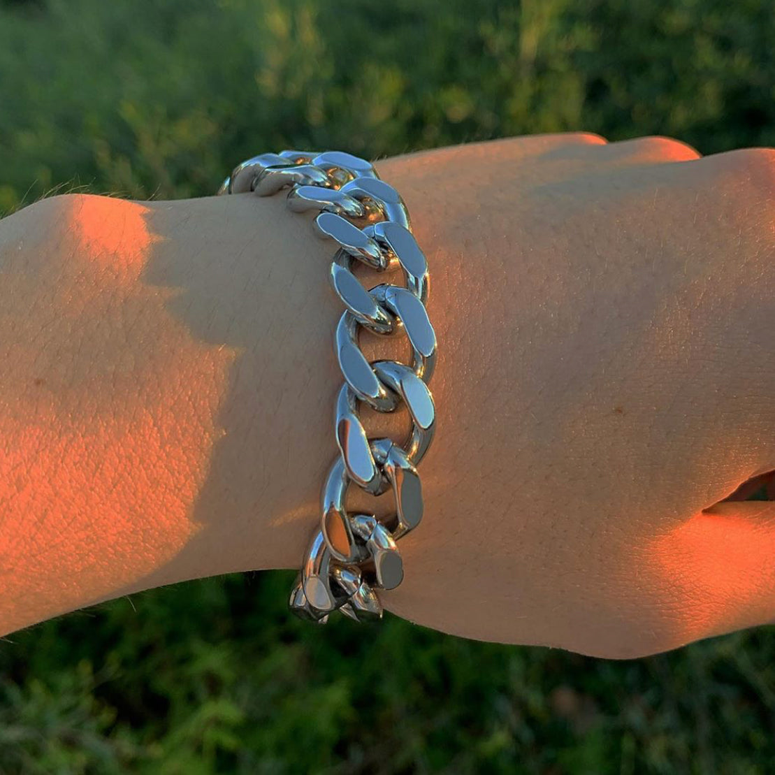 Solid Steel Cuban 12mm Bracelet